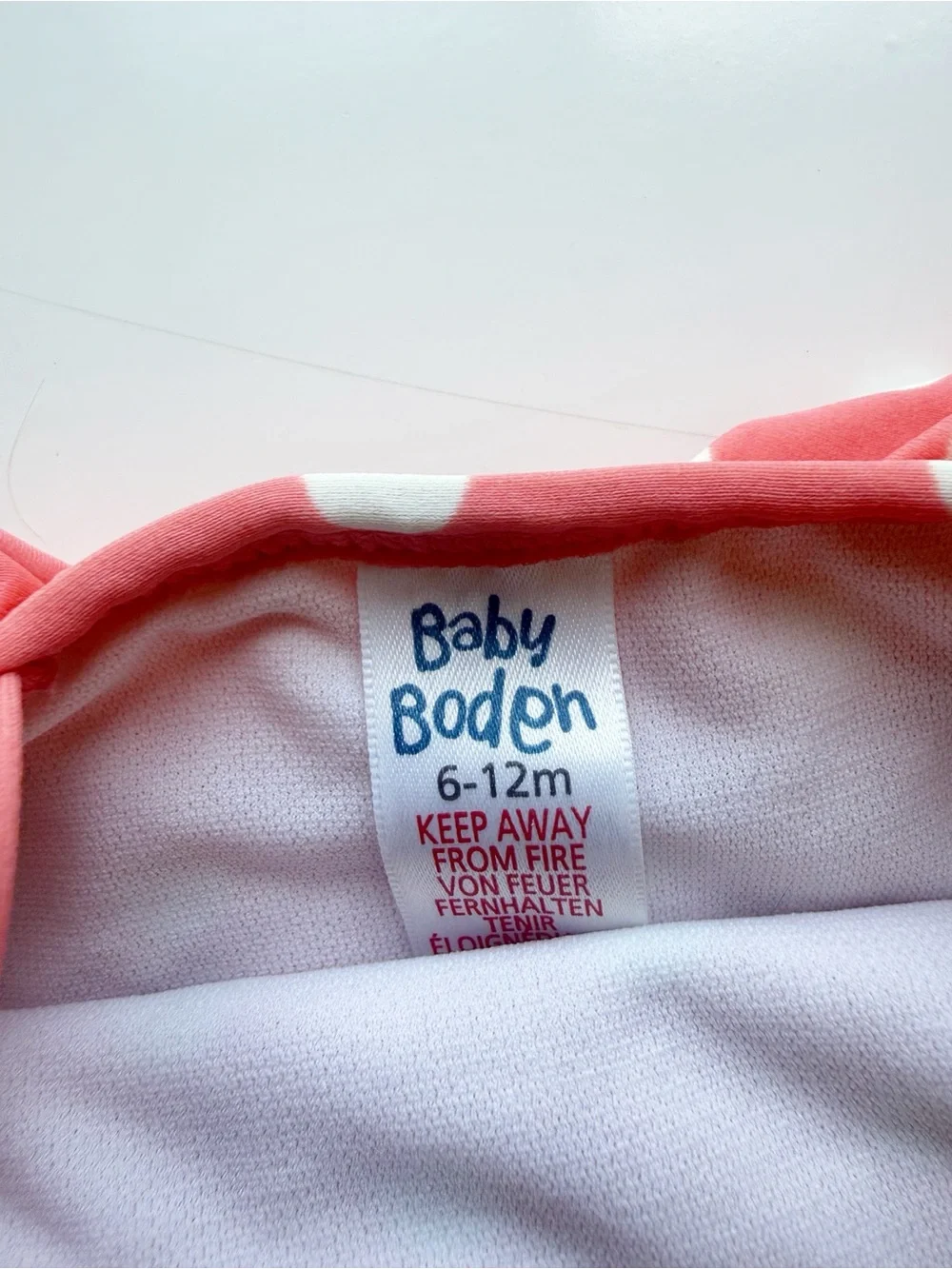 Baby Boden Pink Ruffle Polka Dot Swimsuit 6-12M